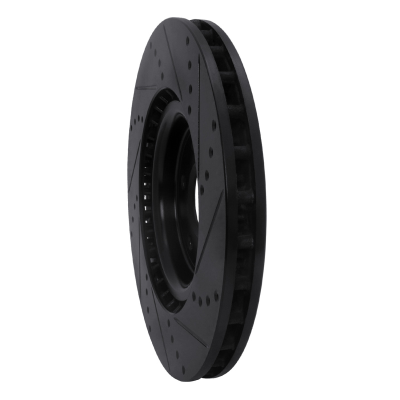 Mitsubishi Lancer Brake Rotor (1) - Front Left - R1 Concepts - Drilled & Slotted - Black - `08-`15